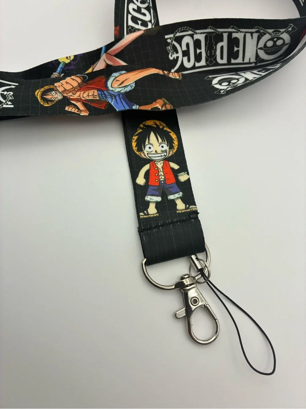 Onepiece Black Anime Character Lanyard with Yellow and Red Accents
